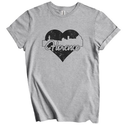 Retro Florence Italy Skyline Heart Distressed T-Shirt