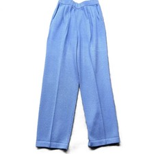 St John Collection Santana Knit Pants Womens 6 Blue Elastic Waist Wool Blend