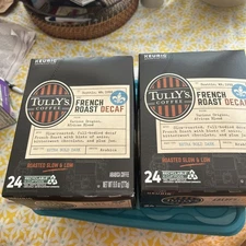 Tully's Coffee French Roast Decaf Two  24Keurig K-Cup Pods, Extra Dark Roast,