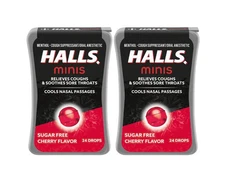 Halls Minis Cherry Flavor Sugar Free Cough Drops 48 Ct Menthol Relief Exp. 12/25