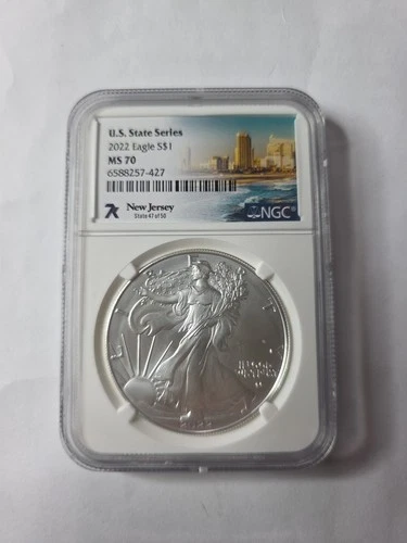 2022 7K Metals U.S. State Series American Silver Eagle NGC MS70 - New Jersey
