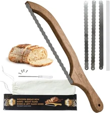 16.7"Bow Bread Knife with 1 or 3 Serrated Wooden Slicer Homemade Sourdough Bakin