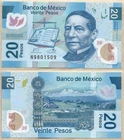 Mexico 20 Pesos 2016 Banknote Benito Juarez Polymer P-122 AU
