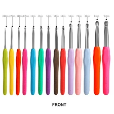 Crochet Hooks Set Steel Pastel 14 Pcs Ergonomic Easy Grip Bright