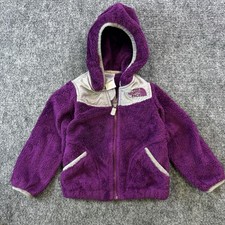 The North Face Logo Full Zip Hooded Dark Magenta Fleece Jacket infant size 12
