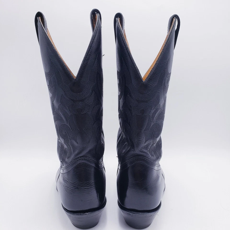 Botas de caubói masculinas Boulet 0629 couro bovino clássico preto biqueira recortada tamanho 9,5 E - Imagem 4 de 4