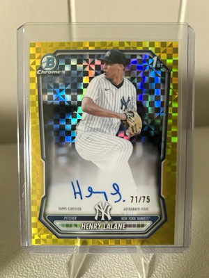 Topps 2025 Bowman Chrome Henry Lalane Gold Xfractor Auto /75 #CPA-HL Yankees
