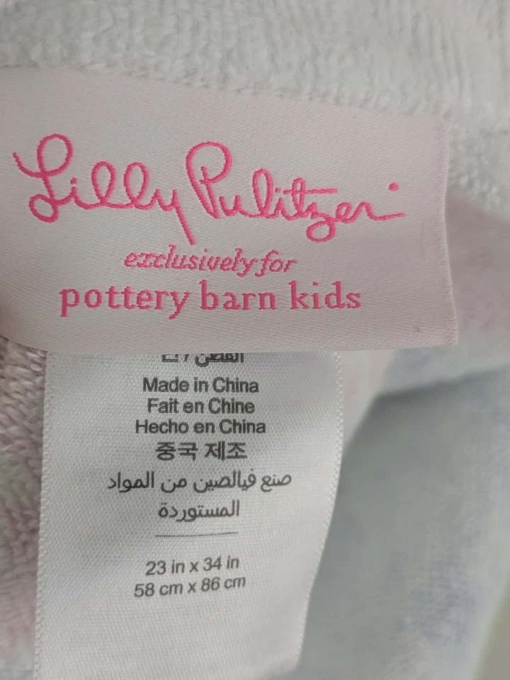 Toalla con capucha Pottery Barn Lilly Pulitzer mejilla a mejilla niños bebé playa baño usada en excelente estado Foto 4 de 4
