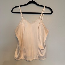 Vintage Satin LaceTrim Camisole Soft Neutral Cami Coquette 90s Minimalist Medium