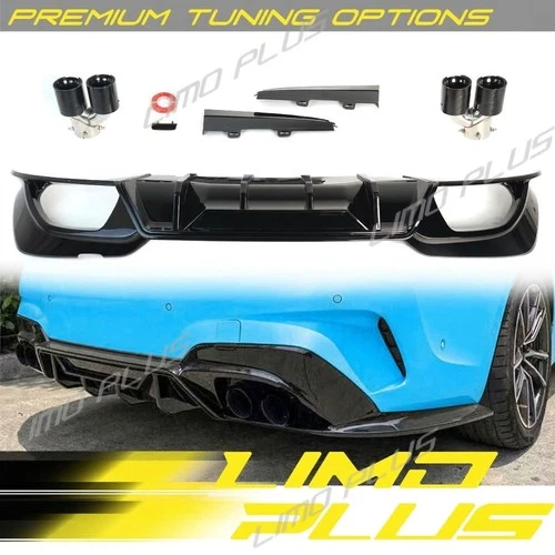 2020-2022 Gloss Black Rear Diffuser Carbon Tips for BMW G20 3Series M340i xDrive