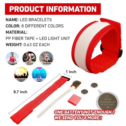 8 PCS LED Glow Bracelets, Light Up Bracelets for Kids Adults - Glow in The Da... - Picture 2 of 9