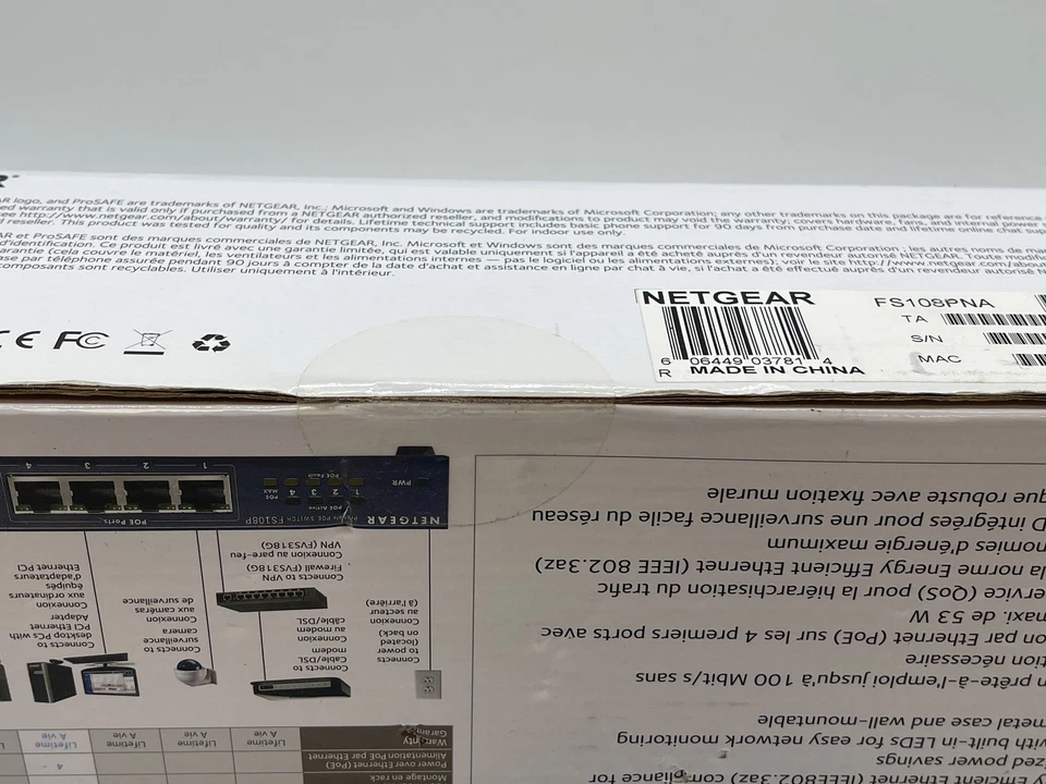 NETGEAR ProSafe 8-Port Fast Ethernet Switch with 4-Port PoE FS108P FREE S/H - Image 2 of 4