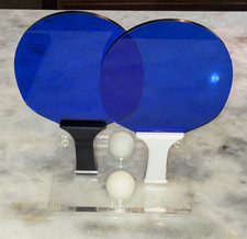 LUXE PingPong Table Tennis Paddle Set w/ 2 Blue Paddles & 2 White Balls