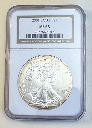 2001 Eagle ✔ 1 oz  ✔ .999 Fine Silver ✔ MS-68 ✔ Toned ✔ Free Shipping