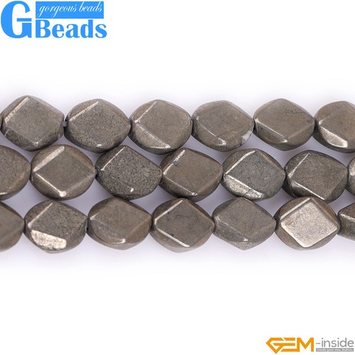 Piedras preciosas naturales ovaladas cuentas de pirita gris plata espaciador hilo para hacer joyas 15" - Imagen 6 de 27
