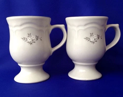 2 Pfaltzgraff HEIRLOOM Stoneware Pedestal/Footed Grandmugs Mugs -Set of Two