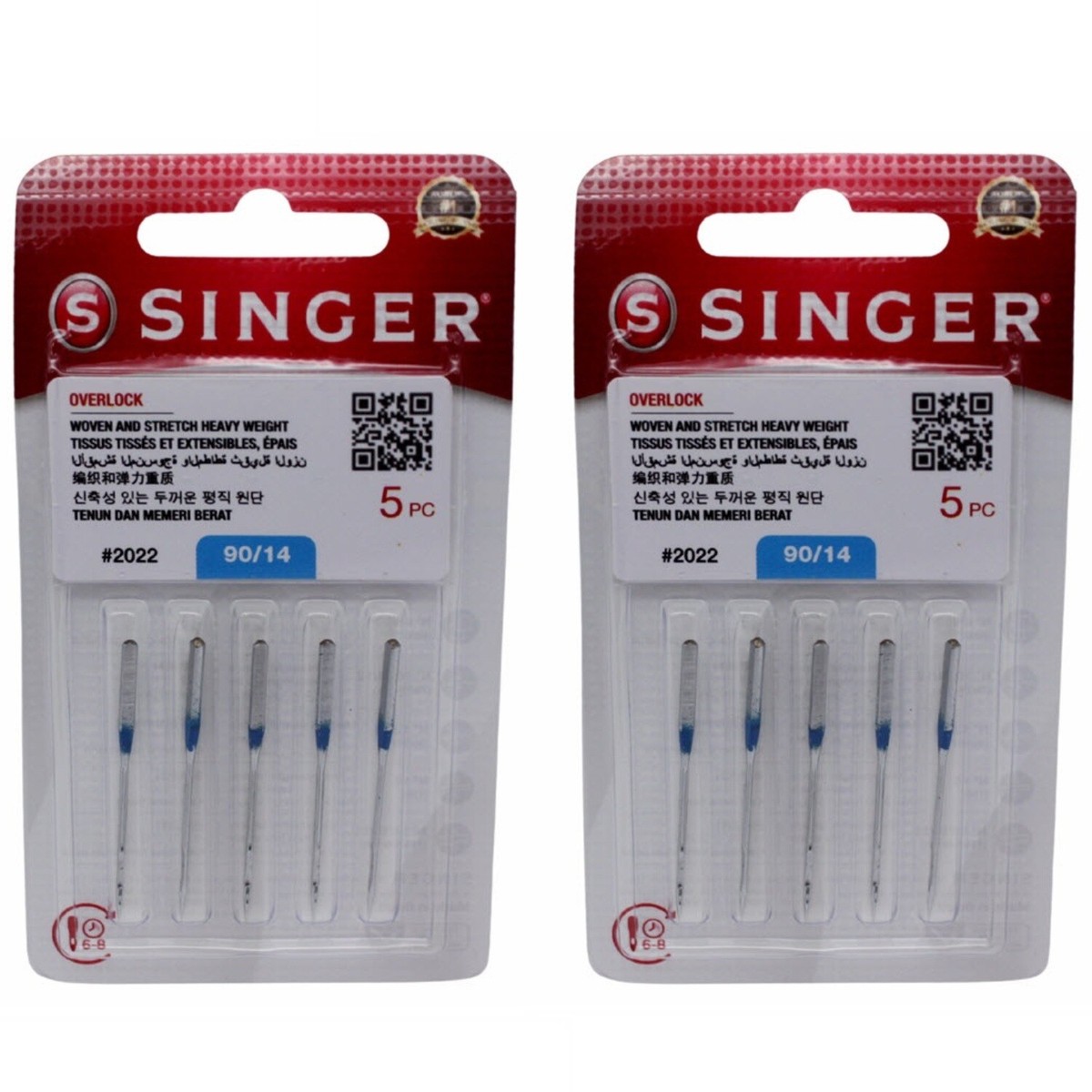 Pack of 10 Singer 2022 (ELX705) Needles for Home Overlock
