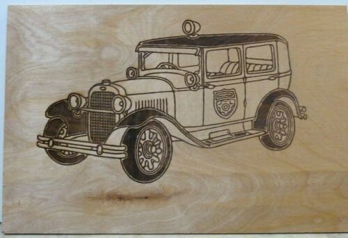 Laser Cut Wood Car Plaques-Wall Art-Counter Displays Vintage Police Car - Picture 1 of 2