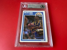 Walter Davis Nuggets 1989-90 NBA Fleer Card Signed Auto Beckett BAS Slabbed