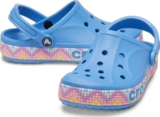 Crocs Bayaband Chevron Band Clogs Slip On Shoes POWDER BLUE MULTI  US M 11 W 13