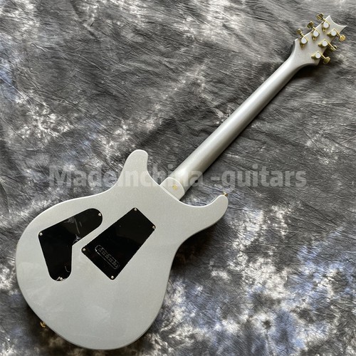 Guitarra Eléctrica PRS Plateada Sin Marca Pastillas H-H Cuerpo de Caoba Sólida 6 Cuerdas - Imagen 6 de 8