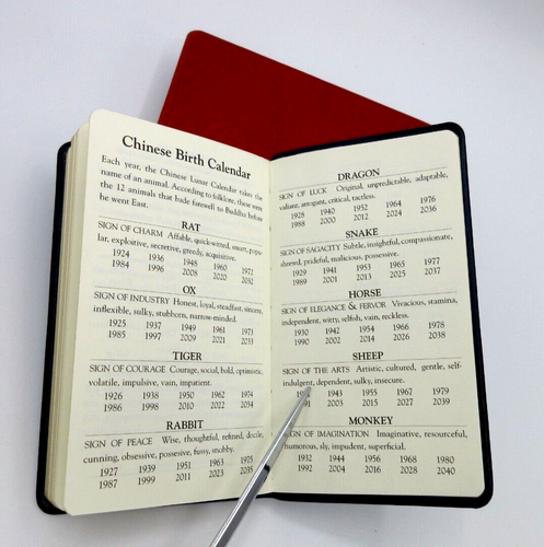 Birthdays Datebook Leather Journal 3x5" Graphic Image Softcover Dark RED - Picture 8 of 10