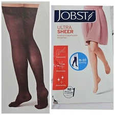 JOBST XL Classic Black UltraSheer Thigh High w/ Lace Silicone Top Band