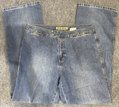 Zena Jeans Womens 16 Blue Denim No Back Pockets Mom High Waist | eBay