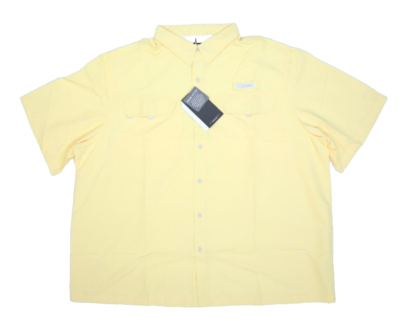Habit Mens Yellow Short Sleeve River Guide Fishing Vented Button