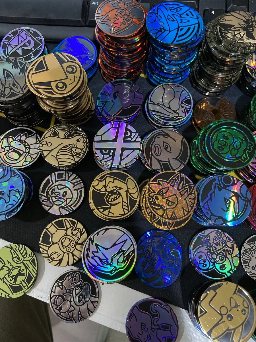 100 Pokemon Coins Lot Offical TCG Coin DUPLICATES JUMBOS