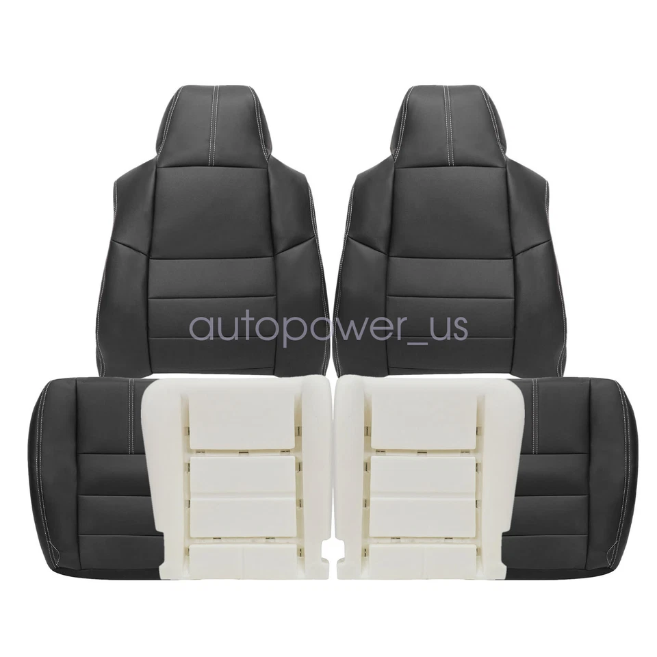 For 2008-2010 Ford F250 Super Duty Front Leather Seat Cover Black & Foam Cushion - Image 2 of 4
