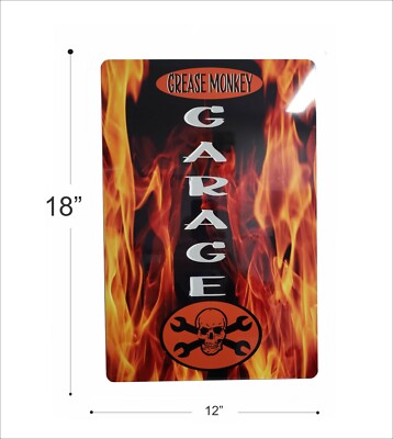 grease monkey, GARAGE SIGN 12'' x 18'', shop sign, mechanic, auto shop, repair 