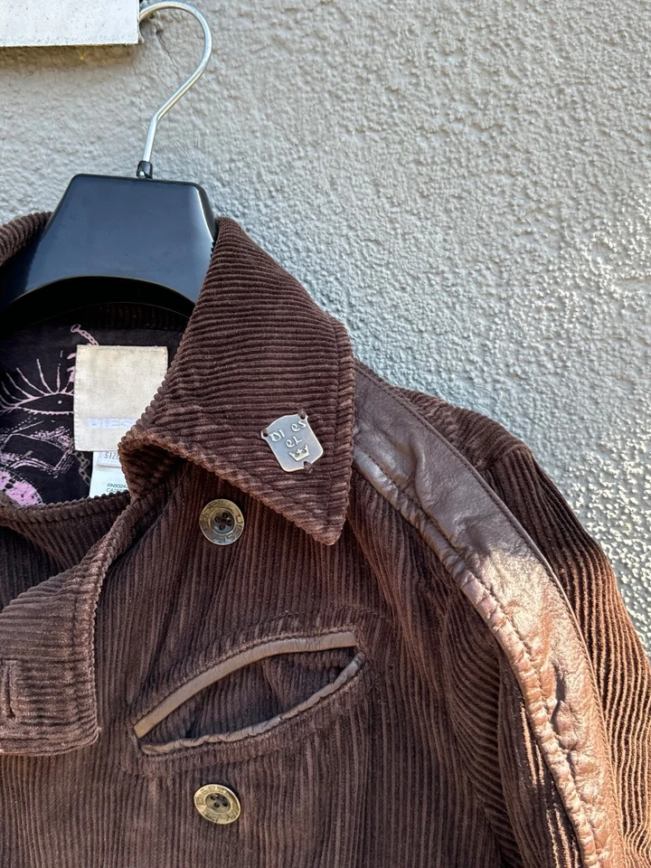 Chaqueta Blazer De Colección Diesel Industry Para Mujer Marrón Pana Cuero Talla M Foto 3 de 4