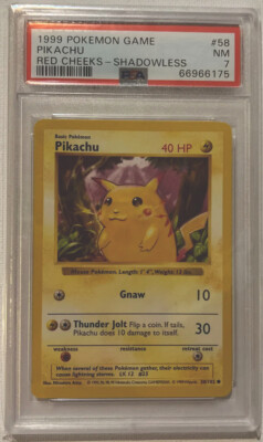 英語版初期　pikachu shadowless red cheeks 1999 Pokemon #58 Pikachu 1st Edition Shadowless Red Cheeks