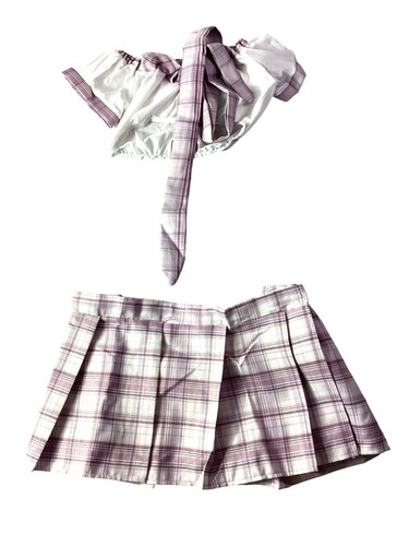 Schoolgirl 4 Piece Costume*Skirt*Crop Top*Tie*Panty*Sissy*Cosplay*Femboy*S/M - Picture 2 of 7