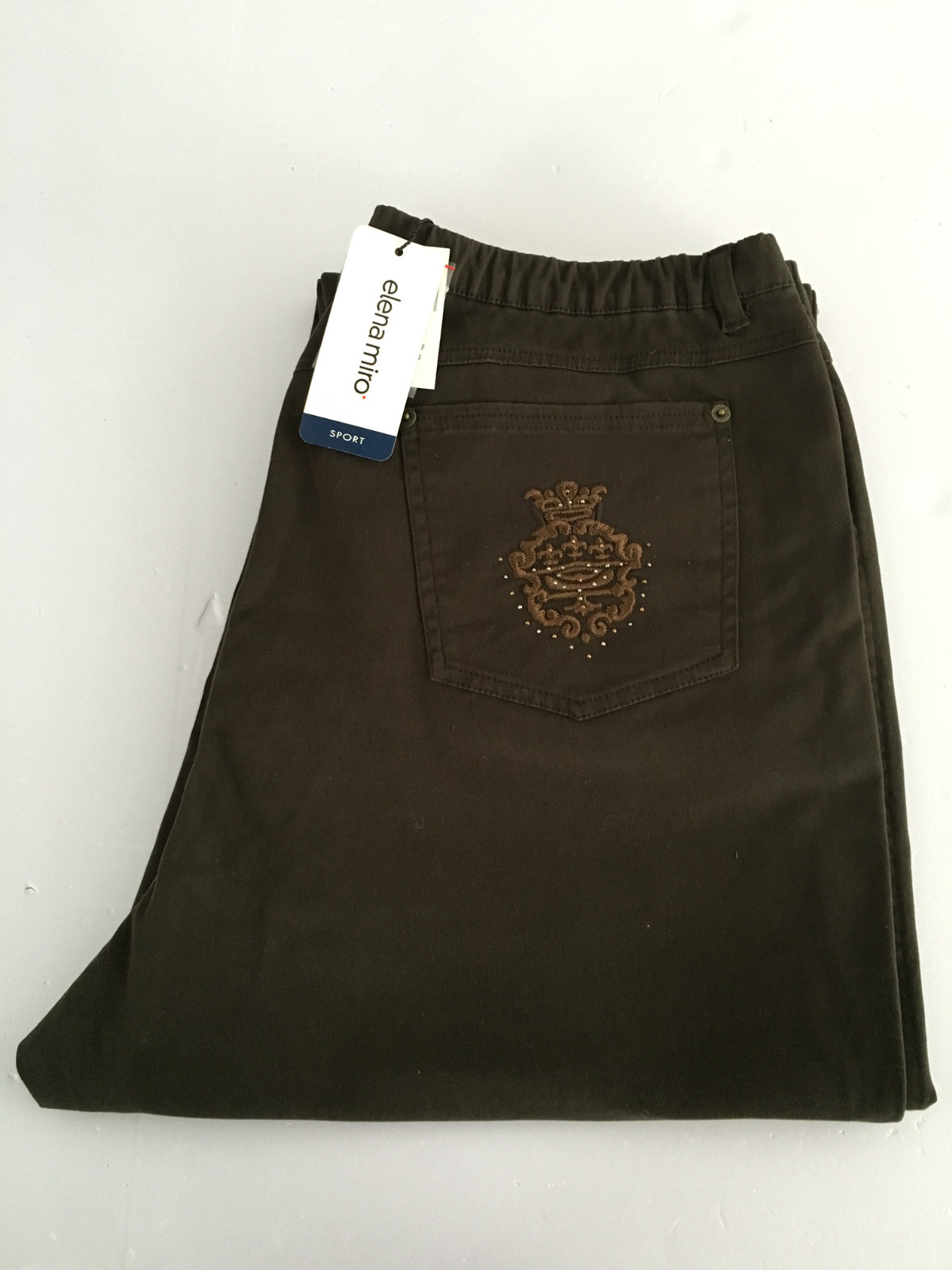 Модные джинсы Elena Miro Damenhose от Dunkelbraun, зимние, из натуральной кожи