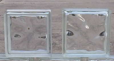 2 NOS 7-3/4'' X 7-3/4'' X 3'' WAVY GLASS BRICKS Free USPS Priority Mail Shipping