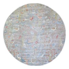 10' x 10' Cadet Grey Soft Wool Hand Knotted Afghan Peshawar Oriental Rug R73926