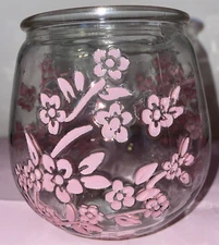 Old East Main Company Pink Floral Candle Holder Single Wick 5 Inches Tall NEW