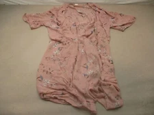 Unbranded Size 2XL-3XL Womens Pink Floral Short Sleeve Short Belted Robe 3A