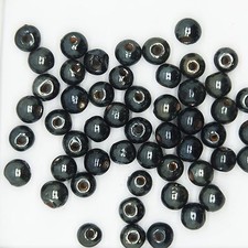 Glass Beads Black Opaque Luster Round 6mm. Pack of 50. Made in India.