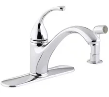 KOHLER K-10412-CP Forté Chrome Single Handle Kitchen Sink Faucet & Sidespray Kit