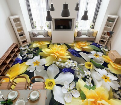 3D Gelbe Rose 3323 Fußboden Wandbild Unentschied BildTapete Familie DE Zoe