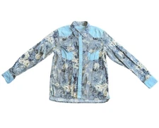 Anthropologie Love The Label Floral Chambray Buttondown Blue Motif Size Medium