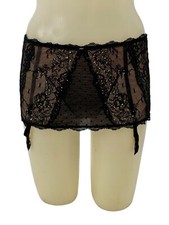 Victoria's Secret VTG Black Garter Thong Panties Skirt Garters size Medium Black