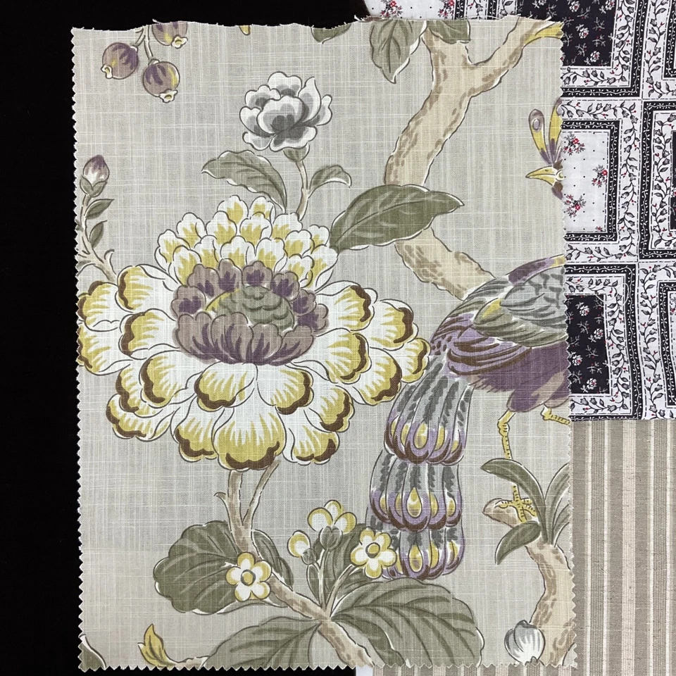 Vintage & modern floral cotton + velvet craft fabric pack - Image 3 of 4