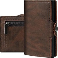 Herren GeldböRse Rfid Schutz Slim Wallet MüNzfach Braun