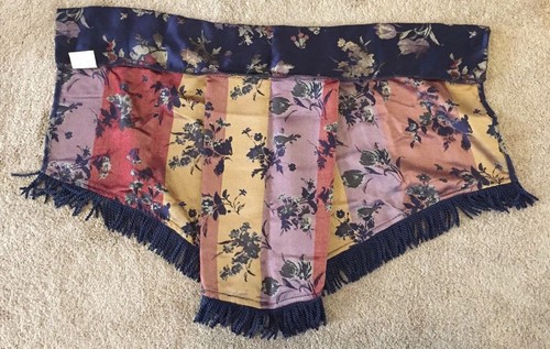 Dark Blue & Floral Design VALANCE w/Fringe 38"W x 23" L ...NEW - Picture 3 of 3