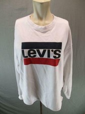 NWT Levis Size M Womens White Long Sleeve Cotton Pullover Sweatshirt T175