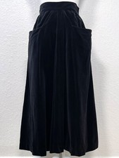 VTG 1950s CAROLYN SCHNURER Womens XS Black Velvet Midi Full SKIRT w/ Pockets